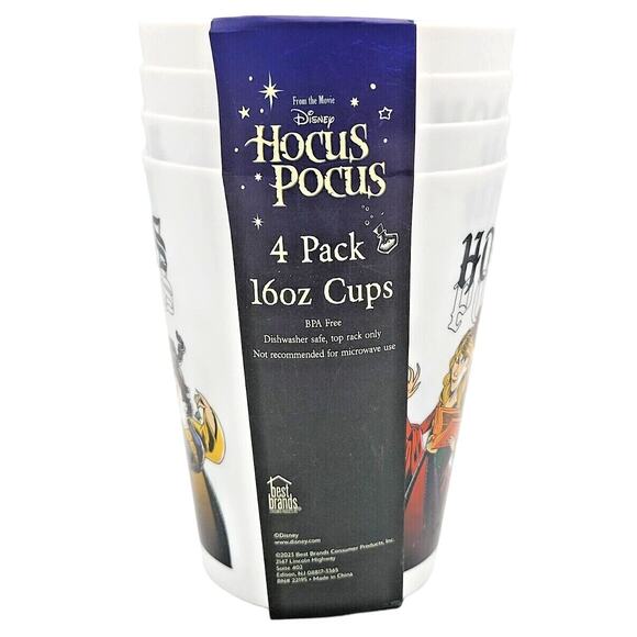 Disney's Hocus Pocus 4 Pack 16 OZ Plastic Cups Halloween Sanderson Sisters - Picture 3 of 6